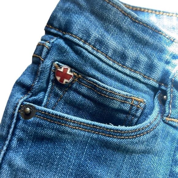 Hudson Jeans Girl's Size 10 Blue Denim Utility Pockets Frayed Hem - Picture 6 of 8